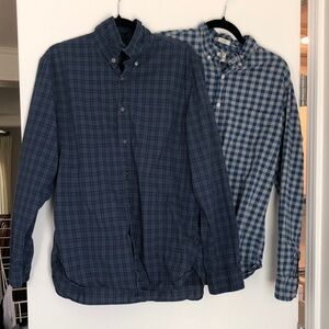 Lot of Two Men's Blue Plaid Shirts J Crew John Varvatos Size Large